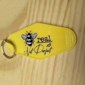 Real not perfect bee yellow key chain
